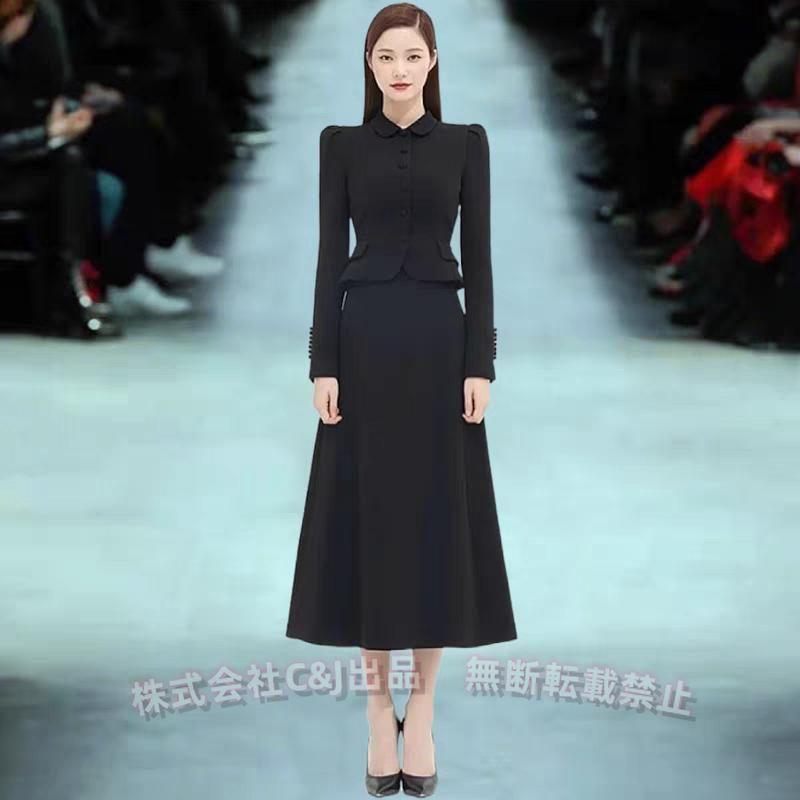 ブラックフォーマル 喪服 スーツ ママスーツC&J（株)入学式 卒業式 オールシーズン ロング丈 レディース 礼服 上品 体型カバー セット