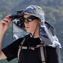 メンズソーラーファンハットつば広ソーラーファンハット屋外用サンハット男女兼用釣り帽子取り外し可能＆USBキャンプ充電ファン付き