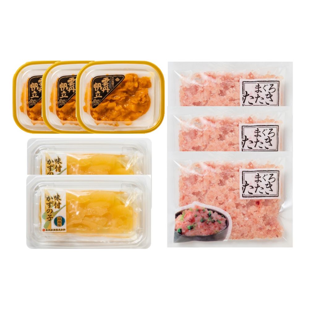（グルメギフト）うにほたて醤油入/数の子/まぐろたたき 詰合せ セットE 6,193円