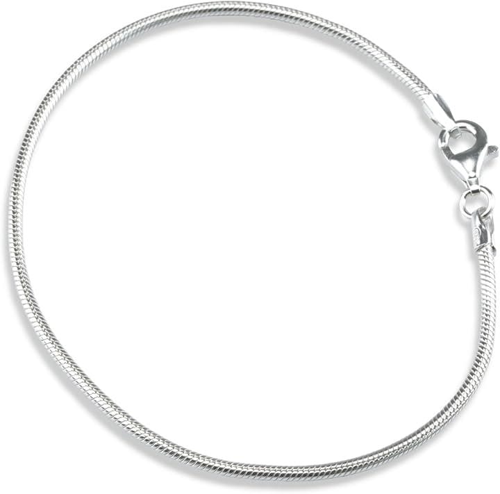 sv925 スネーク チェーン ブレスレット シルバー シンプル スターリングシルバー スネイク 細め 1.5mm メンズ レディース(シルバー, 21cm)