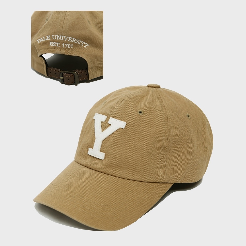 Yale 6パネルレザーストラップベースボールキャップ_ベージュ