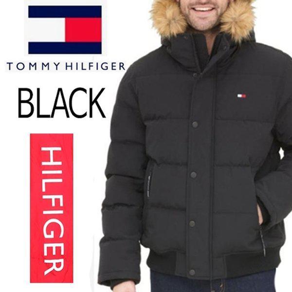 トミーヒルフィガーキルティングスノーケル男女フードジャケットジャンパー159AP863ブラック