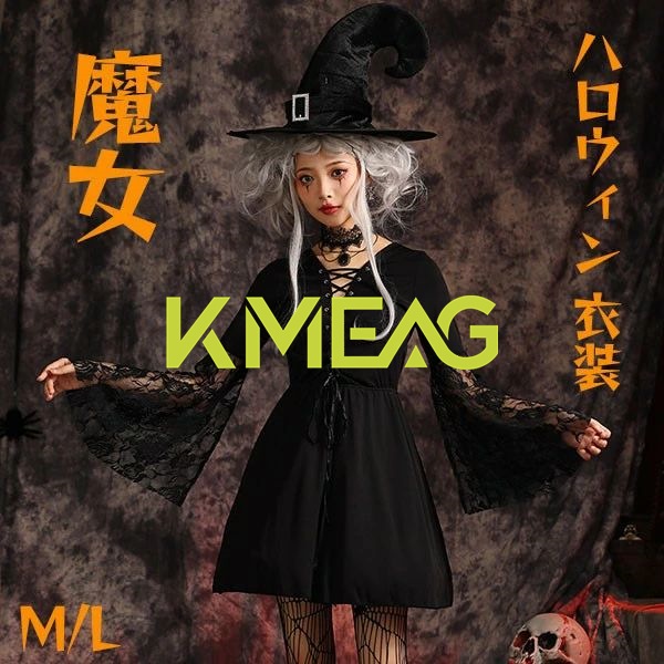 魔女 ゴシック cosplay ハロウィンコスプレ ハロウィン仮装 可愛い Halloween ワンピース セット ドレス コスプレ 面白い 仮装 帽子 ギフト プレゼント パーティー 学園祭 文化祭
