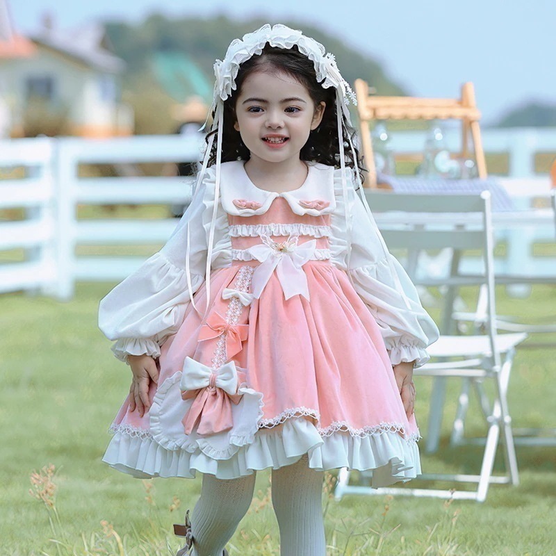 冬用プリンセススエードワンピース 誕生日パーティードレス 子供用 ロリータ ハロウィン クリスマス