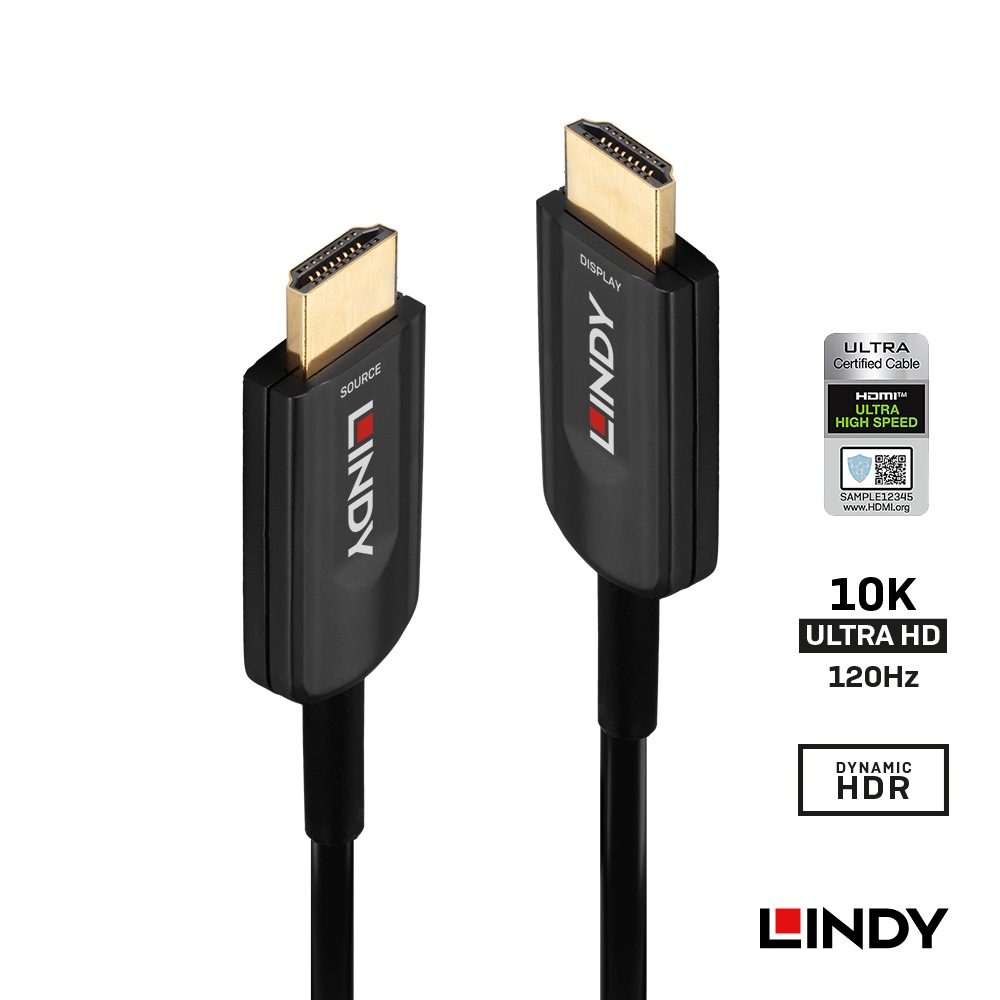 【38382】 LINDY 20m HDMI 2.1 10K@120HZ 光ハイブリッドケーブル