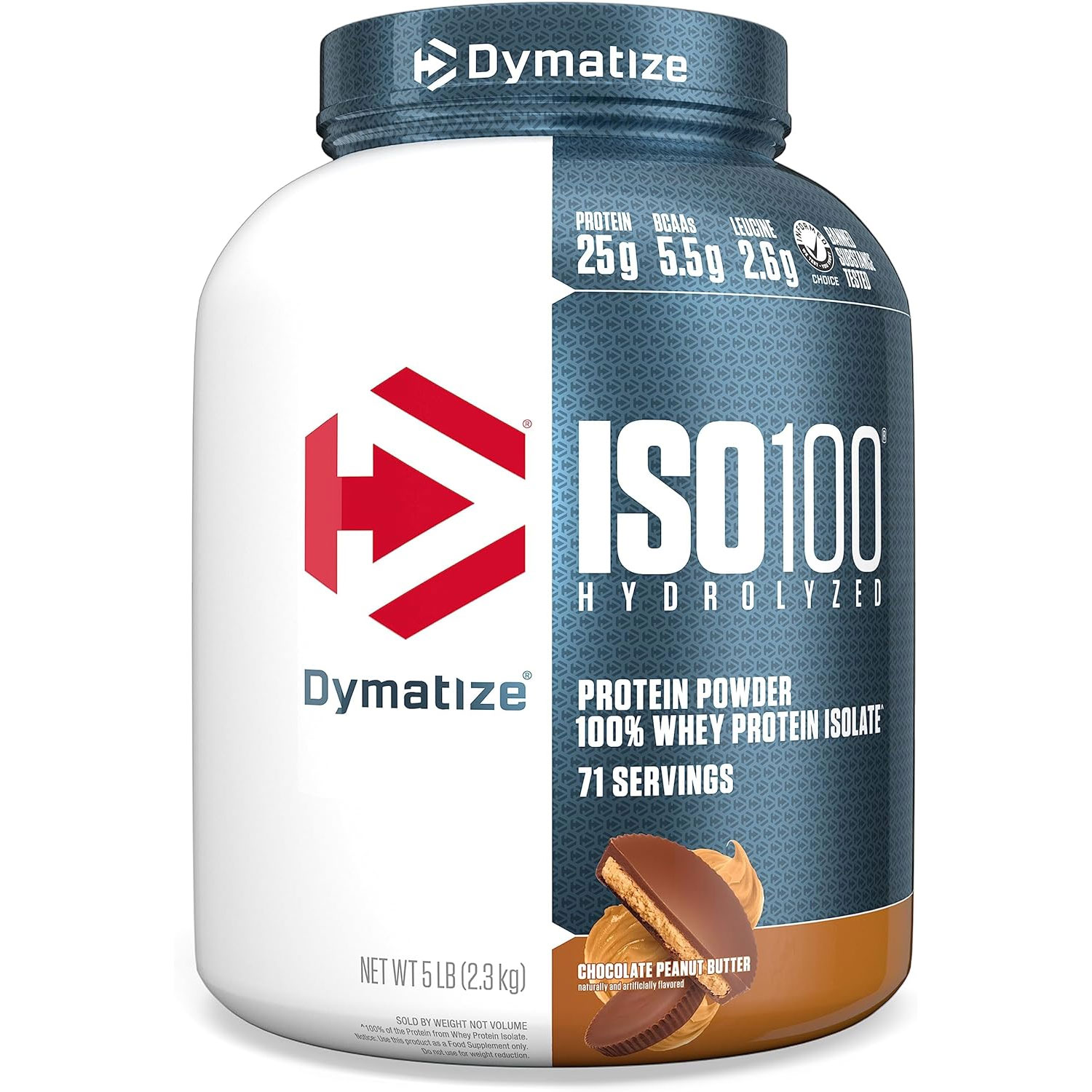 Dymatize Nutrition, ISO 100加水分解100%ホエイタンパク質アイソレートチョコレートピーナッツバター5ポンド (2.3 kg)