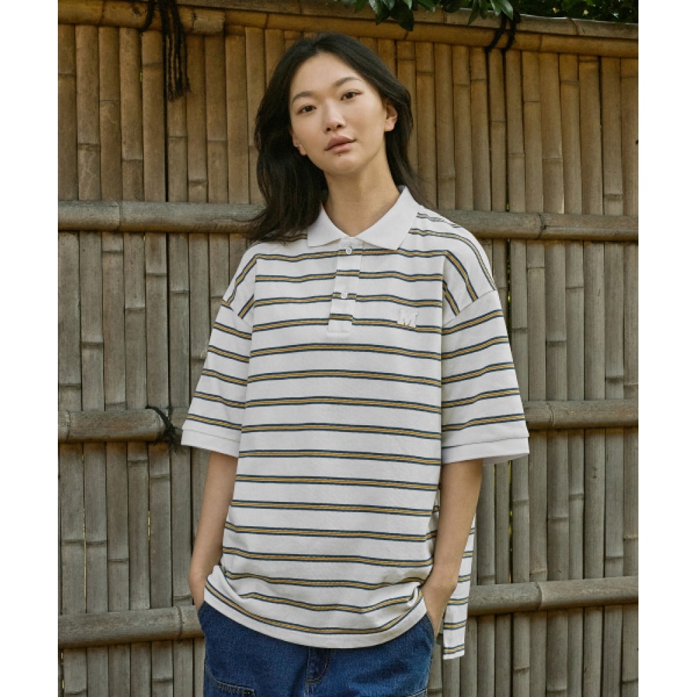 ミニマルプロジェクトストライプカラー半袖Tシャツ MKT103 [ホワイト]