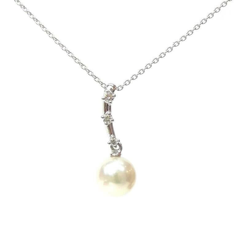 タサキ TASAKI ペンダントネックレス 18金　パール ダイヤモンド 0.05ct 真珠/ホワイトゴールド/K18WG【中古】(68591)