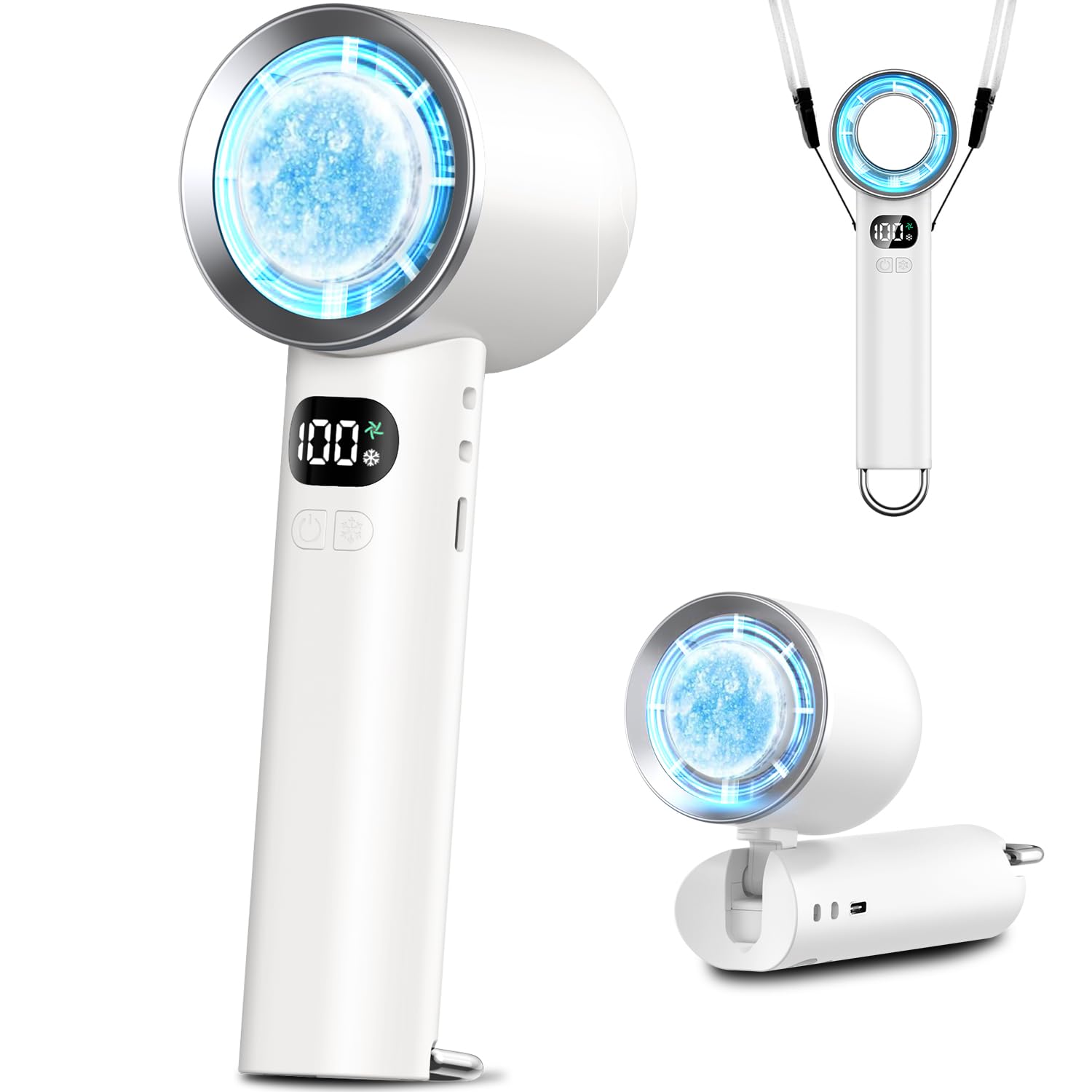 ハンディファン 冷感プレート 【2025新型登場 1秒瞬間冷却】 携帯扇風機 6800mAh大容量 usb充電式 手持ち扇風機 首掛け ミニファン クーラー機能 軽量 強力 100段階調節 折り畳み