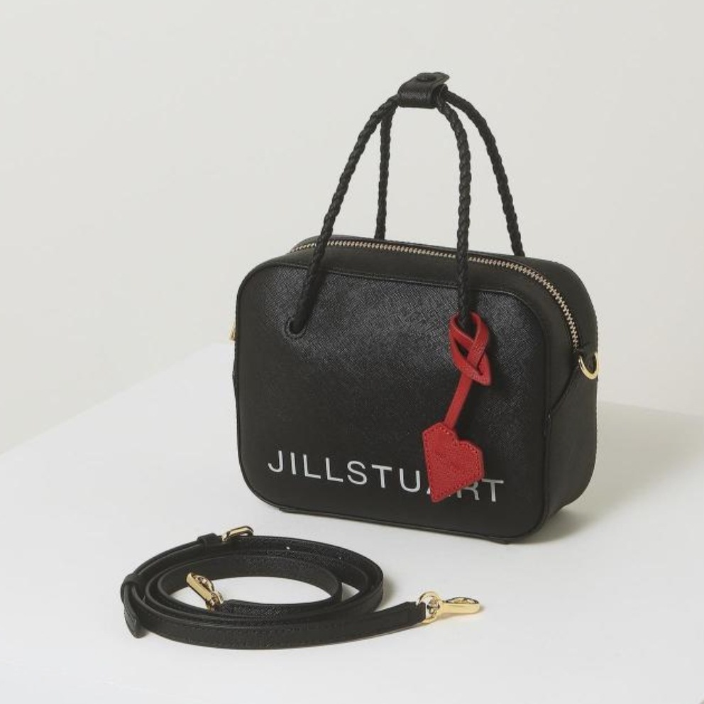 驚きの値段で [JILLSTUART] ブラック　ロゴシグネチャーミニバッグ 高級革 ショルダーバッグ