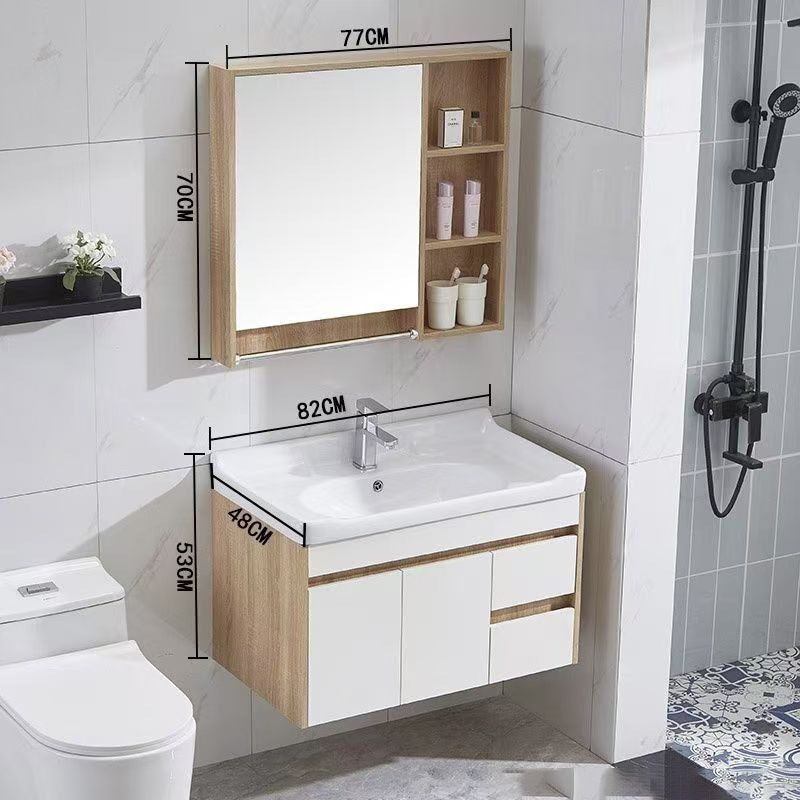 ステンレススチール製タオル掛け付きバスルームのバルコニー防水日焼け止め収納ミラーキャビネット付き壁掛け木製ミラーキャビネット