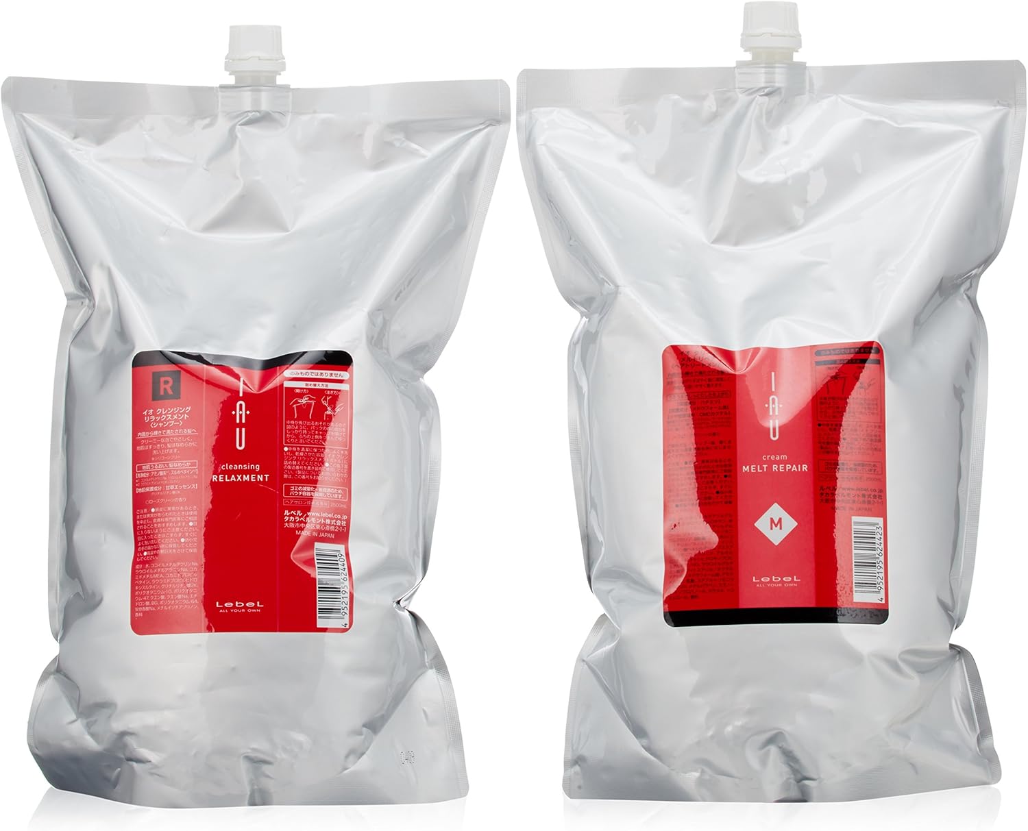ルベル IAU イオ クレンジング リラックスメント(シャンプー)2500ml&イオ クリーム メルトリペア トリートメント2500ml 詰め替えセット
