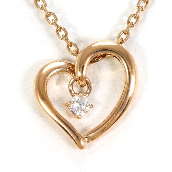 K10 10金 PG ピンクゴールド ネックレス ダイヤ 約42cm ジュエリー 中古 14,672円