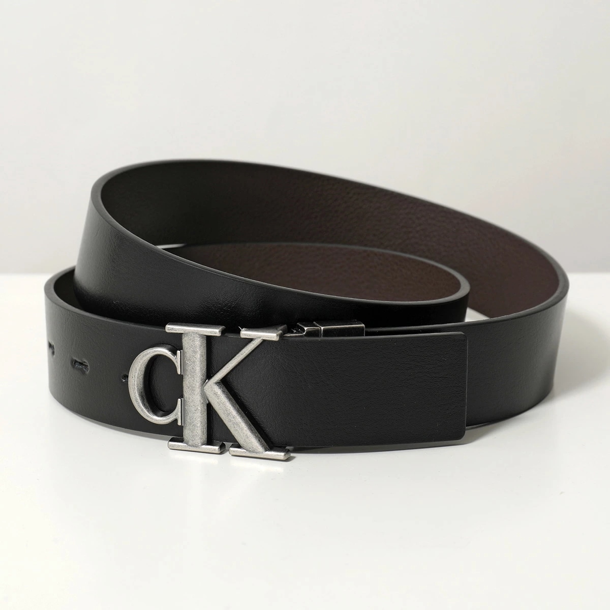 Calvin Klein カルバンクライン ベルト CK BUCKLE TUMBLED 35MM ADJ/REV バックル タムブルド LV04D7049G メンズ リバーシブル V8L/Black