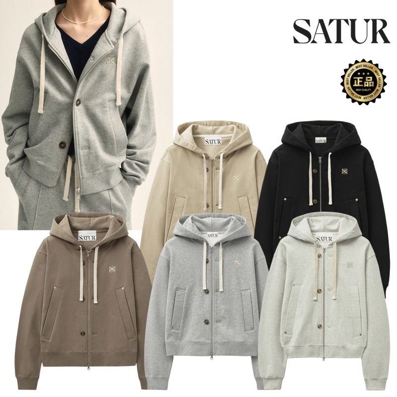 Theo Cotton All-Day Hood Zip-Up ユニセックス ジップパーカー ダブルジップ 裏毛 ルーズ オーバーサイズ 春秋 デイリー 通勤 通学 旅行 ワンマイル 体型カバー