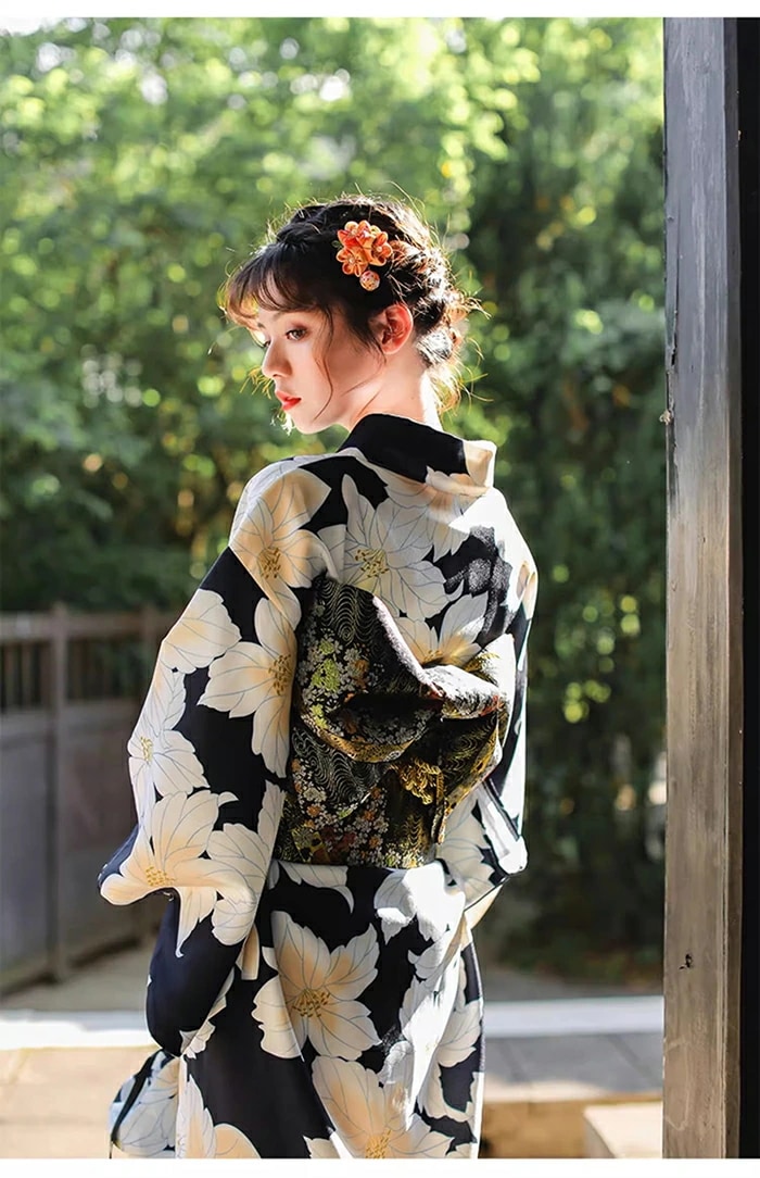 ブラック 浴衣 セット レディース 浴衣セット 大人 着物 和服 コスプレ コスチューム 女性 高校生 花柄 ルームウェア 夏 女性 ゆかた 派手 可愛い おしゃれ きれいめ イベント 成人式 夏祭り