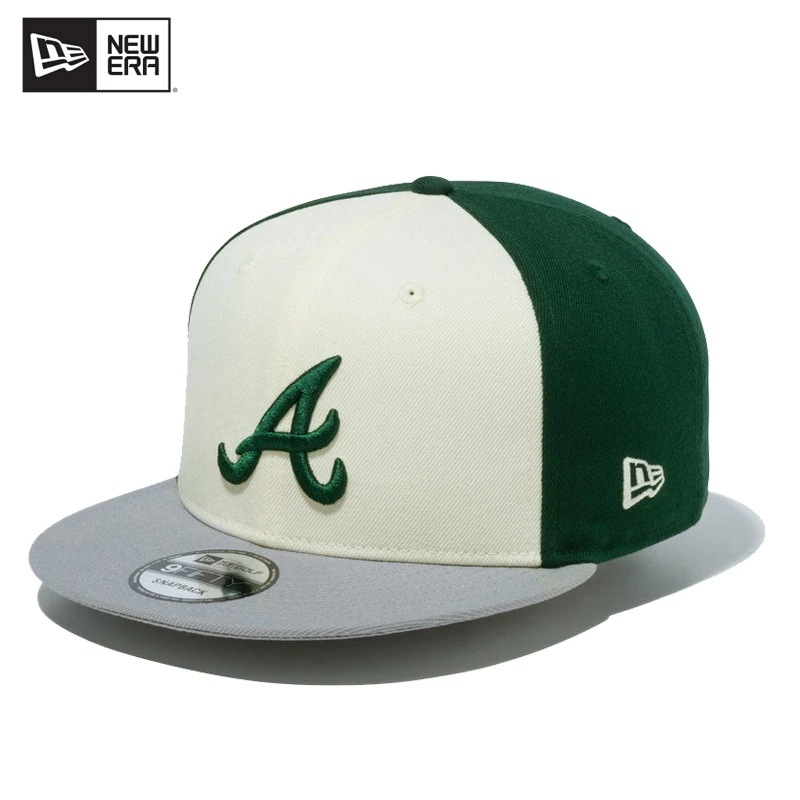 ニュー エラ NEW ERA 9FIFTY MLB Tri-Color アトランタブレーブス クロームホワイト/ダークグリーン グレーバイザー ゴルフ キャップ 帽子 [BB]