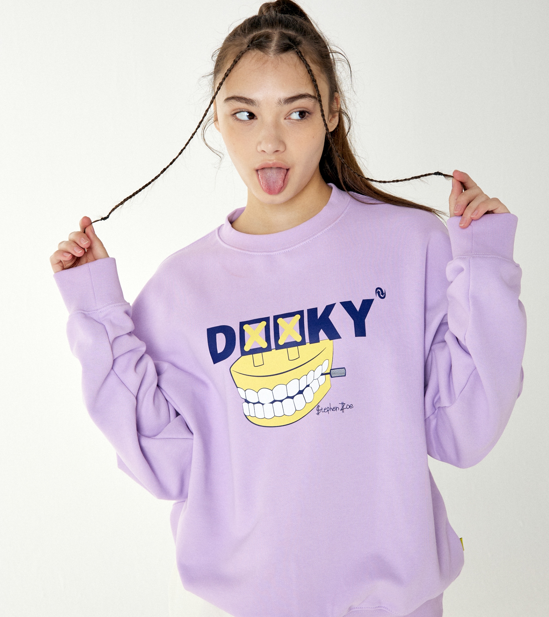 韓国 kpop DENTURES SWEAT SHIRT LIGHT PURPLE (ily:1 アイリーワン rona ロナ)