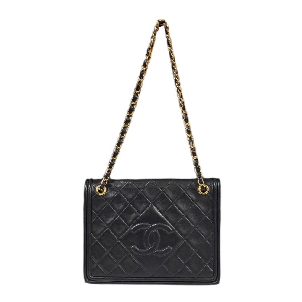 シャネル マトラッセ ショルダーバッグ ラムスキン ブラック CHANEL 中古