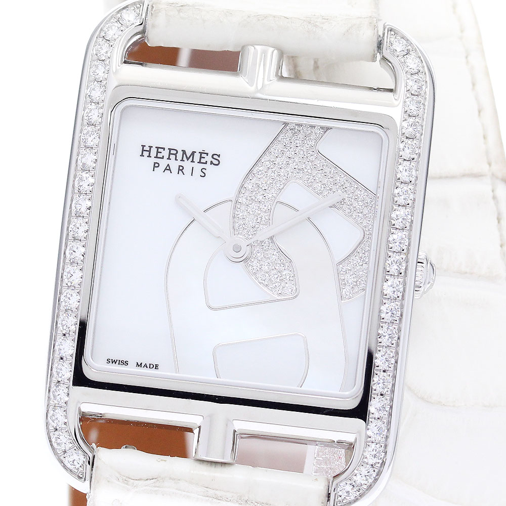 エルメス HERMES CC3.730 ケープコッド シェーヌダンクル ジョワイエ ダイヤベゼル クォーツ レディース 良品 箱・保証書付き_899907【中古】