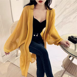 韓国版の日よけの服の女性の中で長いタイプのシフォンのカーディガンの外でストールの薄さのオーバーのファ
