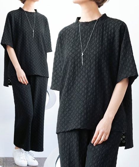 パンツスーツ ふくれジャガードリラックスセットアップ アトランダム