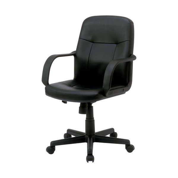 ナカバヤシ OAレザーチェア ローバック 肘付 ブラック CCL-001D 1脚 (組立品)