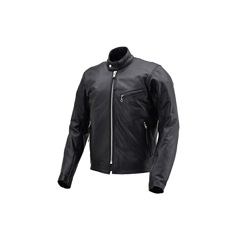 【3日以内発送】デイトナ バイク用 レザー ジャケット 本革(撥水加工) 春秋冬 シングル ライダース 襟なし DL-001 ブラック Lサイズ(メンズ) 17808