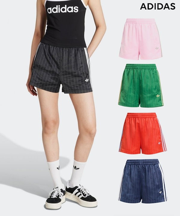 adidas Originals ピンストライプ サテン ショートパンツ 送関込 adidas パンツ PIN-STRIPE SATIN SHORTS / アディダス ピン