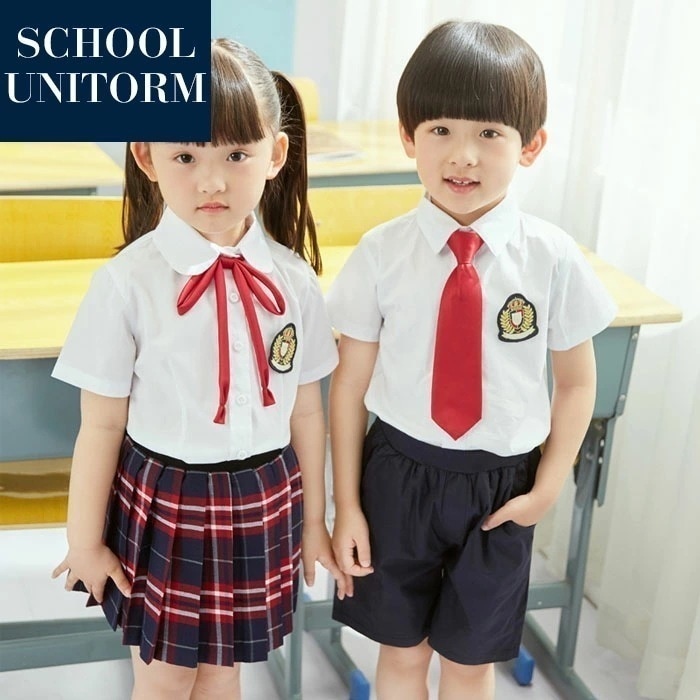 【2枚購入で1oo円OFF】入学式スーツ 半袖　子供 セーラー服　チャックスカート キッズ 卒業式　3点セット/女子学生制服/上下セット フォーマル/スクールシャツ キッズ　ジュニア/中学校制服/女子