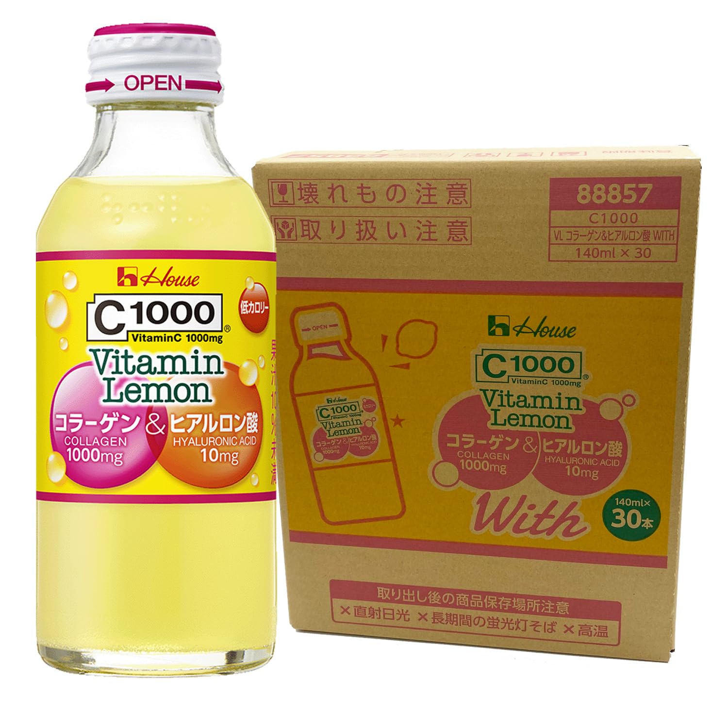 【Amazon.co.jp 限定】ハウスウェルネスフーズ C1000 ビタミンレモン コラーゲン&ヒアルロン酸 With 140ml×30本
