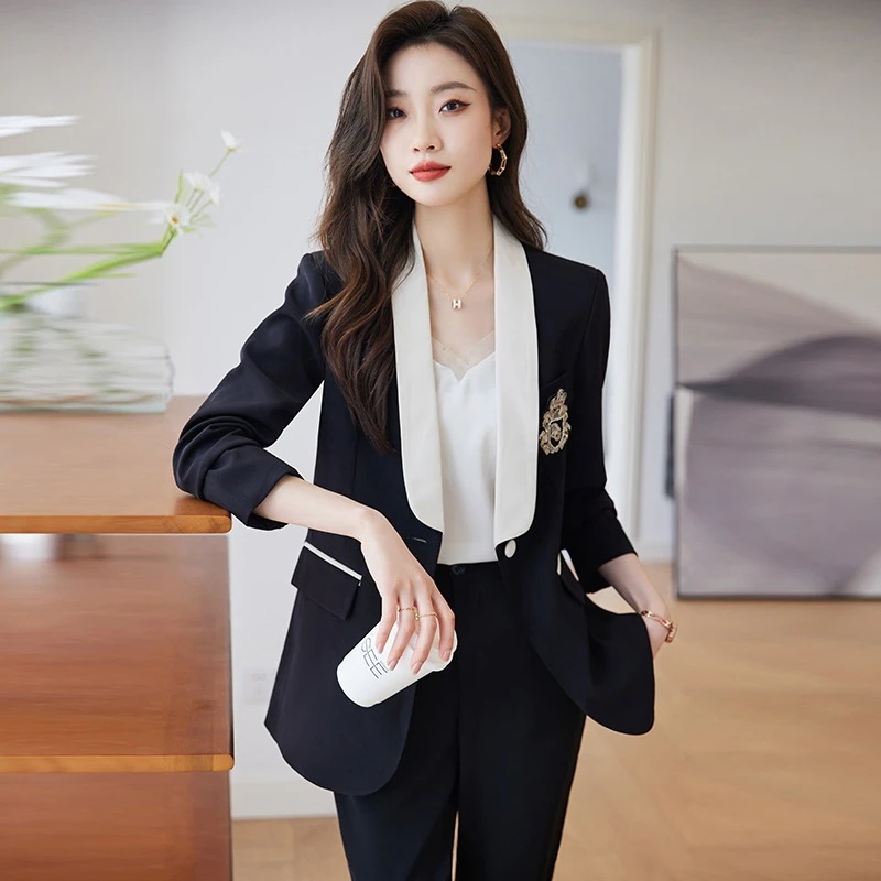 大きいサイズレディーススーツアウター韓国ファッション服コート長袖ジャケット折襟通勤職業トップストレンチコート