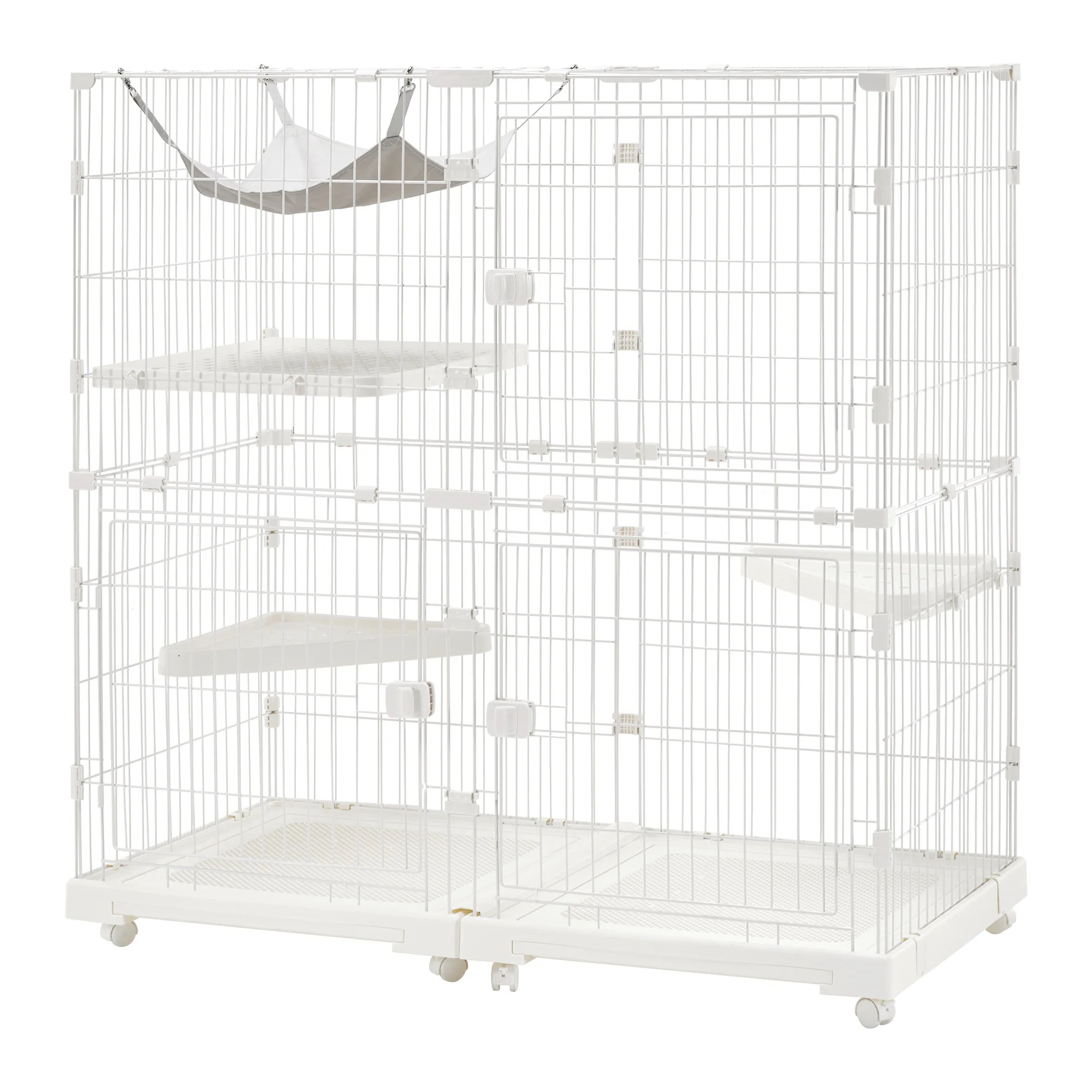 【国内発送&送·料·無·料】769猫 ケージ キャットケージ 2段 幅広設計 自由組み合わせ トレー付き 猫ドア付き ハンモック付き 大型 猫ゲージ 高級感 おしゃれ キャットハウス ネコ ハウス 多