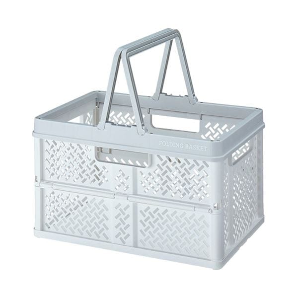 （まとめ） 天馬折りたたみバスケット L ホワイト 1個 [x3セット]