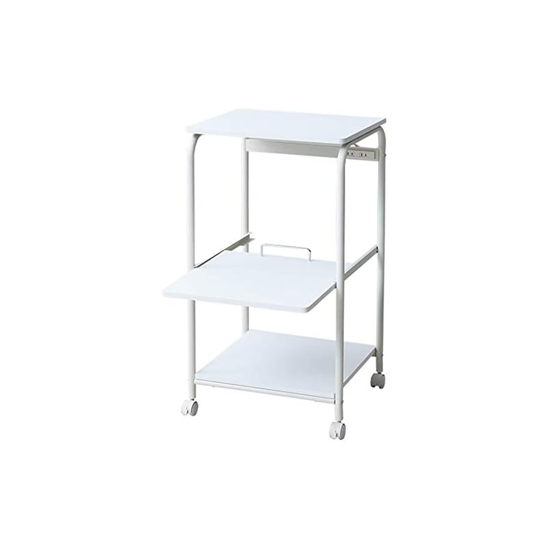 【即納】[山善] レンジラック 幅48奥行41.5高さ89cm スライド棚 2口コンセント ストッパー付きキャスター レンジ台 ラック キッチンラック 組立品 サンドホワイト/マットホワイト GR