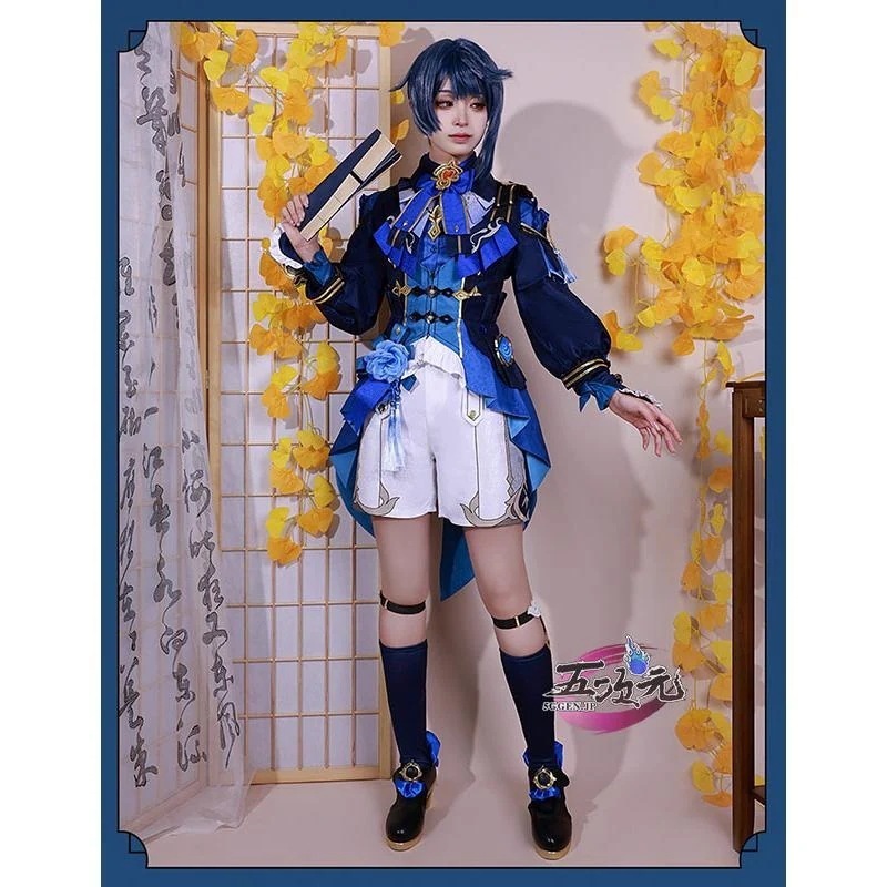 「新品・即納可能」 五次元　原神　コスプレ　行秋　竹身雨化　海灯祭　スキン　衣装　ins大人気 ウィッグ　髙!品!質