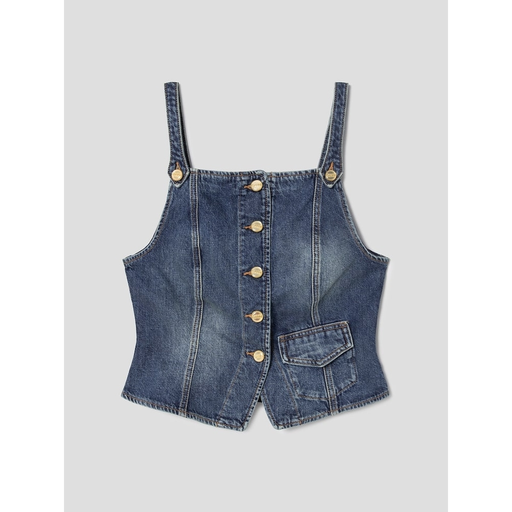 GANNI ヘビーウォッシュデニムトップ-ブルー FW24-QN4760R01P