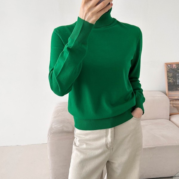 女子 春 秋 冬 無地 レーヨン タートルネック ニット Tシャツ フィットが きれいな 季節の変わり目 楽な 長袖 インナーTシャツ