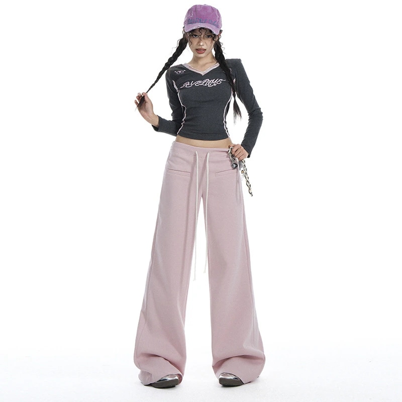 3日出荷 ワイドパンツ ゴムウエスト 紐付き ゆったり ストレート ワイド スウェットパンツ
