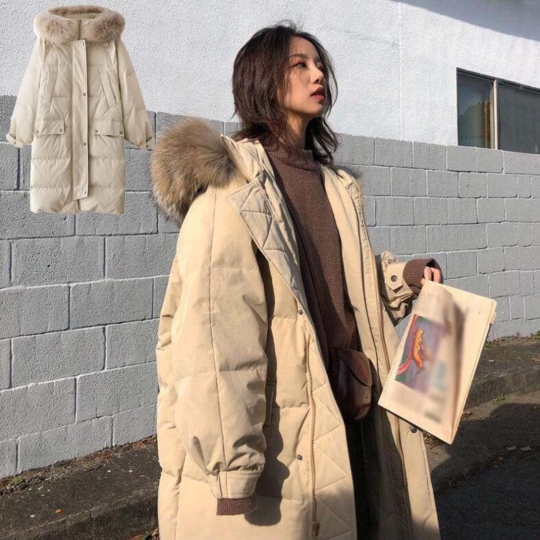 【】中綿コート ロング丈 コート ダウンコート レディース 韓国風 ゆったり ダウンジャケット 冬服 暖かい 防寒着 中綿ジャケット フェイクファー フード付き 大人 通勤 通学 OL 防風