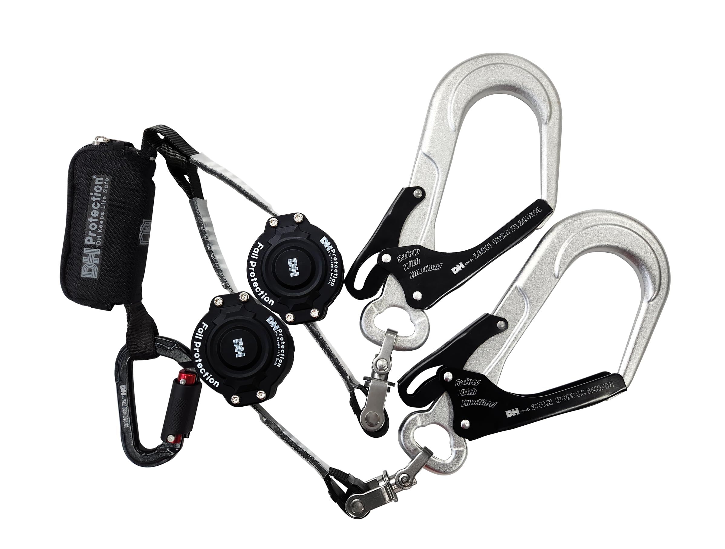 [DH PROTECTION] 新規格 EX AIR 軽量 巻取ランヤード 1種 胴ベルト 兼用 100以下 胴ベルト フルハーネス ランヤード 墜落制止用器具 安全帯 (巻取ダブル(ロック装置無し