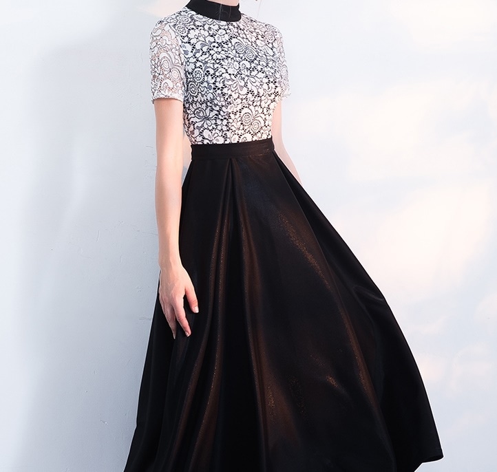 1589.花柄レース切り替えドレス（ブラック） 2019 春夏 sale 結婚式 パーティー ブライダル ウェディング 女子会 レストラン 100,000円