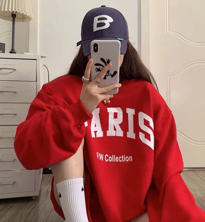 トップス デート モテアイテム スウェット トレーナー コットン ロゴ 大人可愛い きれいめ 上品 おしゃれ かっこいい 大人可愛い ラブリー キュート ガーリー クール モード系 セクシー