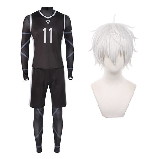 コスパ最高 即納 ブルーロック コスプレ 凪 誠士郎 コスプレ衣装 ウィッグ付き 凪誠士郎 サッカー ユニフォーム トレーニングウェア チームV なぎせいしろう 伍号棟 一次選考 背番11番 ブルーロ