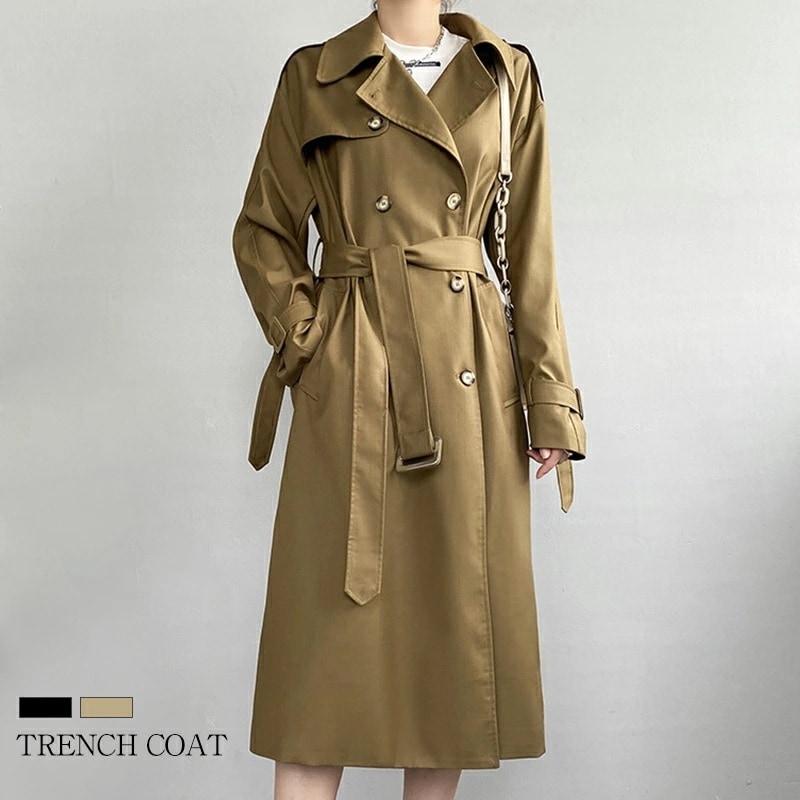 【即納】トレンチコート レディース 春 秋 冬 スプリングコート ロングコート 羽織り トレンチ アウター コート ロング ロング丈 裏地付き デザイン 大きいサイズ きれいめ おしゃれ オリジナル