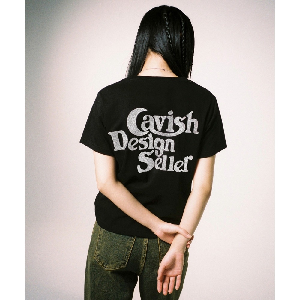 キャビッシュ W トゥインクルセラーロゴ SS Tシャツブラック (CV2DMFT517A)
