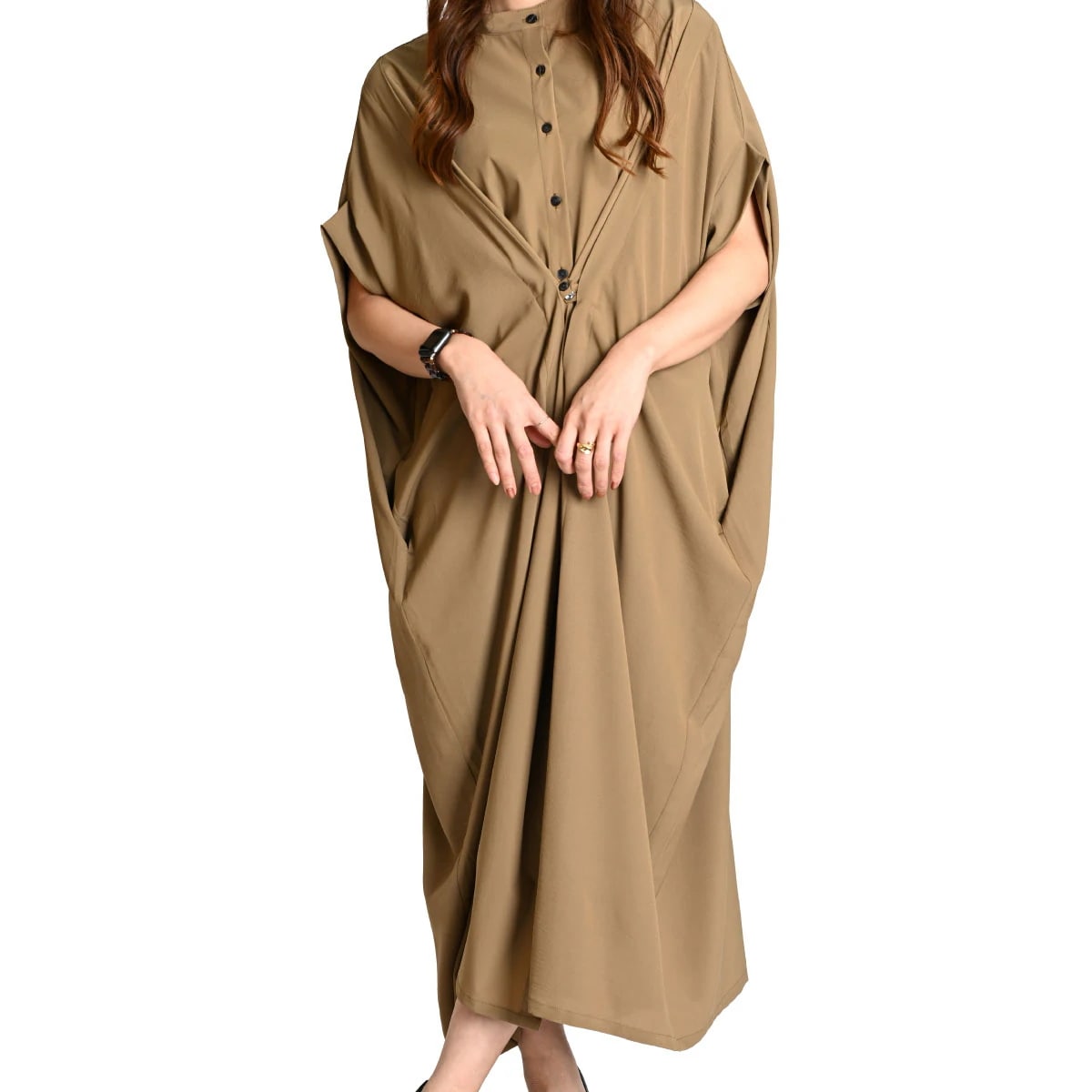 ワンピース レディース ロング 気分にあわせて変身ICE TOUCH マルチWAYタックワンピース きれいめ 上品 フェミニン エレガント シンプル オフィス 大人 半袖 春 夏 秋 無地 UVカッ