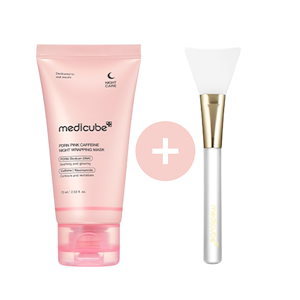 medicube メディキューブ　PDRNピンクナイトラッピングマスク　ブラシ Qoo10] メディキューブ PDRN ピンクカフェイン ラッピングマ