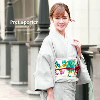 プレタ着物　小紋　袷　グレー　格子　チェック　創美苑オリジナルきもの　染め縮緬　洗える着物　通し裏　洗える着物　仕立て上がり【Mサイズ】【Lサイズ】　レディース
