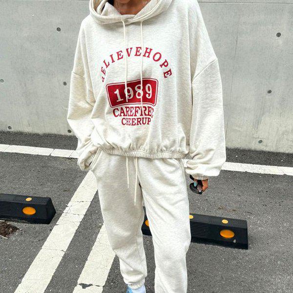 Hスタイル(SET)ケアフードジョリセット 秋 女性 トレーニングウェアセット 長袖 スウェットセット ジョガーパンツセットアップ ホームウェア